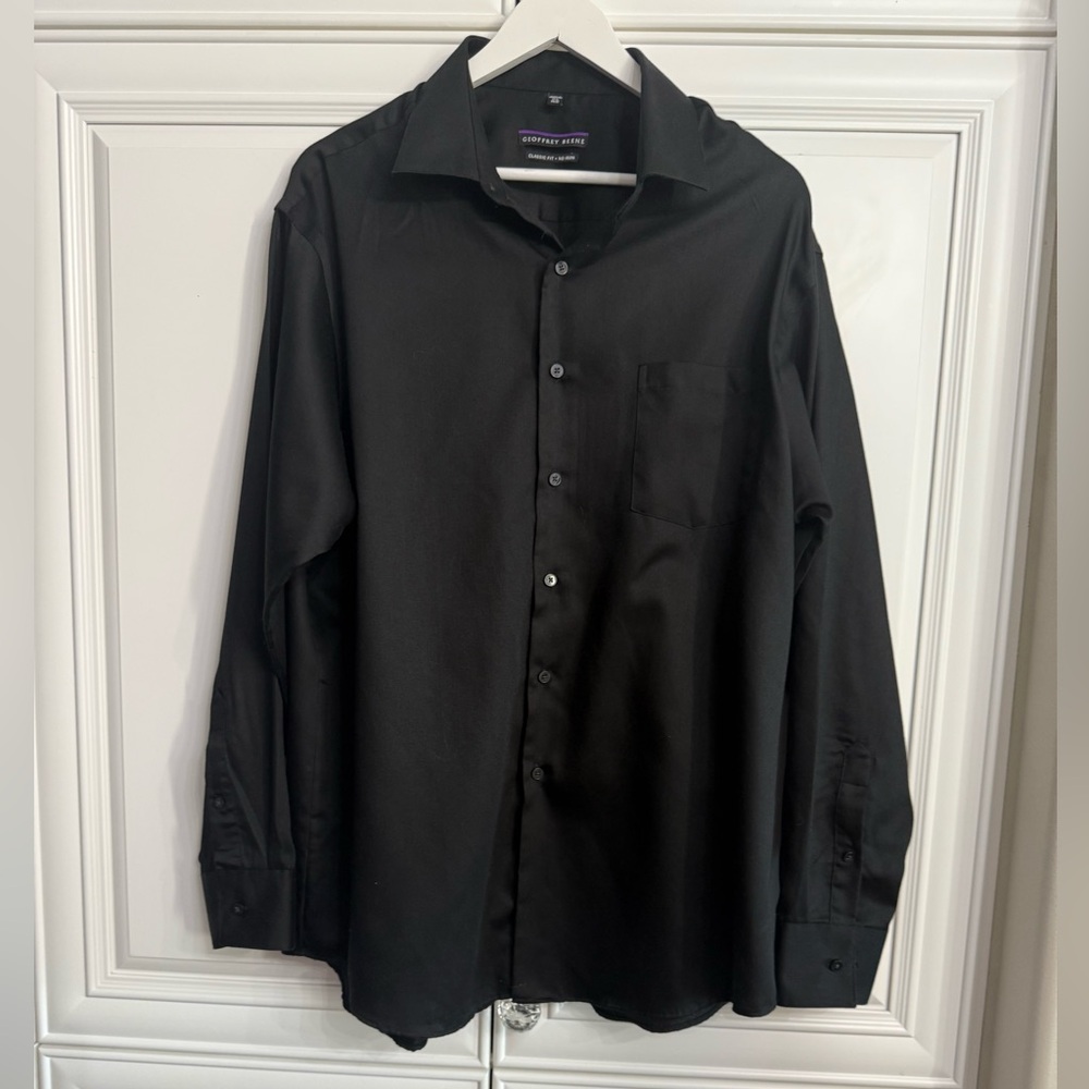 Geoffrey Beene Men's XL Black Long Sleeve Dress Shirt 17 1/2 34/35 Classic Fit